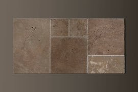 NOCE TOROS FRENCH-PATTERN TRAVERTINE CROSS-CUT (SET) TILES,Travertine,Sonic Stone Tiles,www.work-tops.com