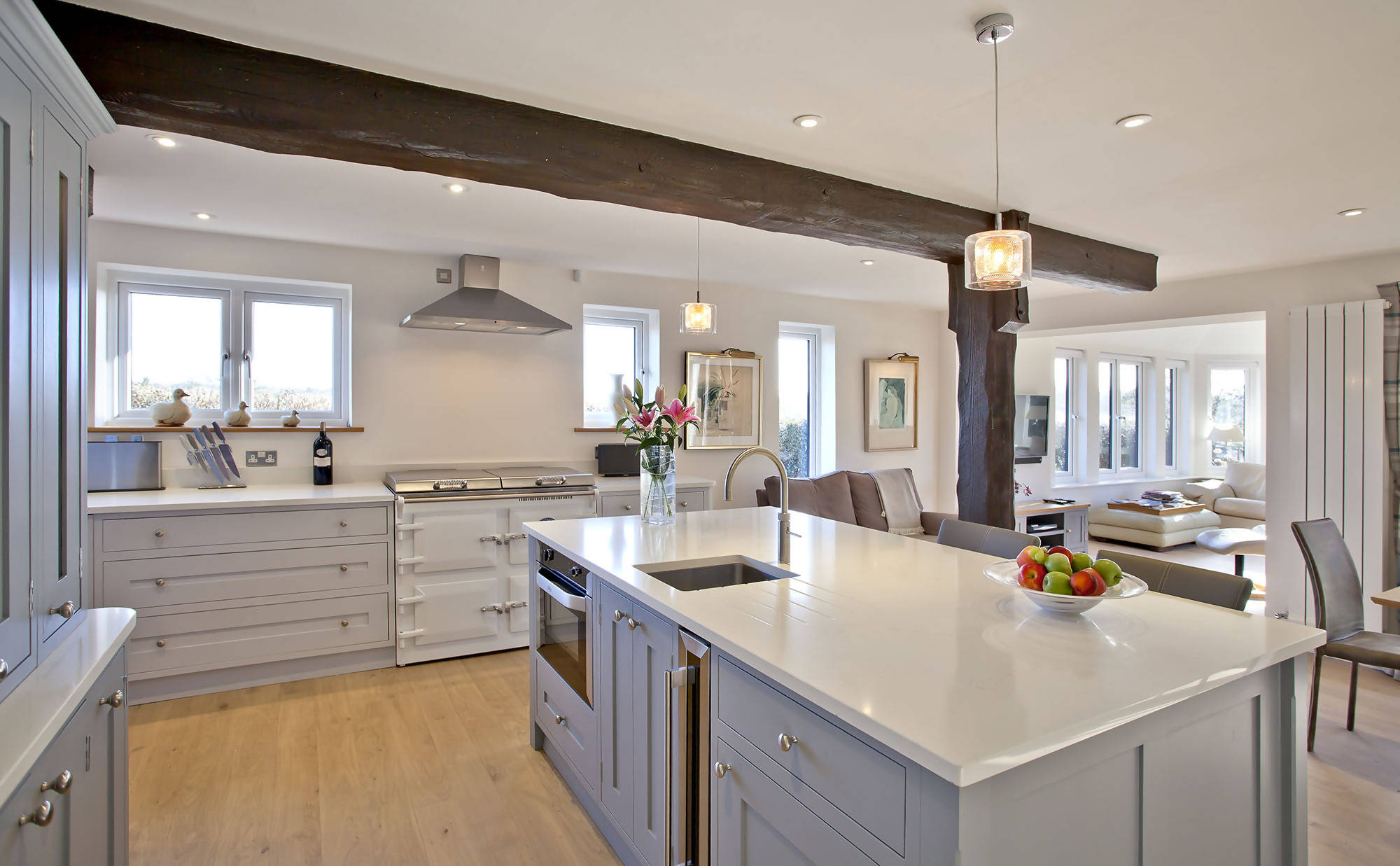 White Quartz Island Kitchen | www.work-tops.com
