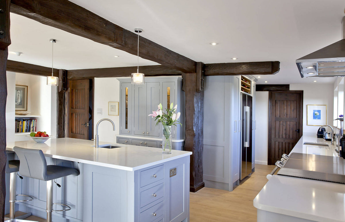 White Quartz Island Kitchen | www.work-tops.com